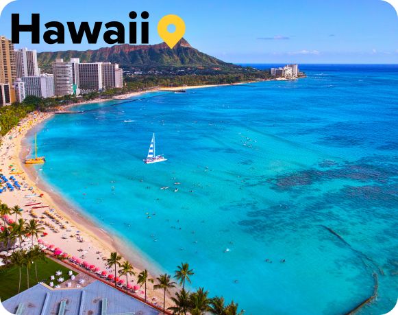 Diamond Head and Waikiki beach Honolulu Hawaii